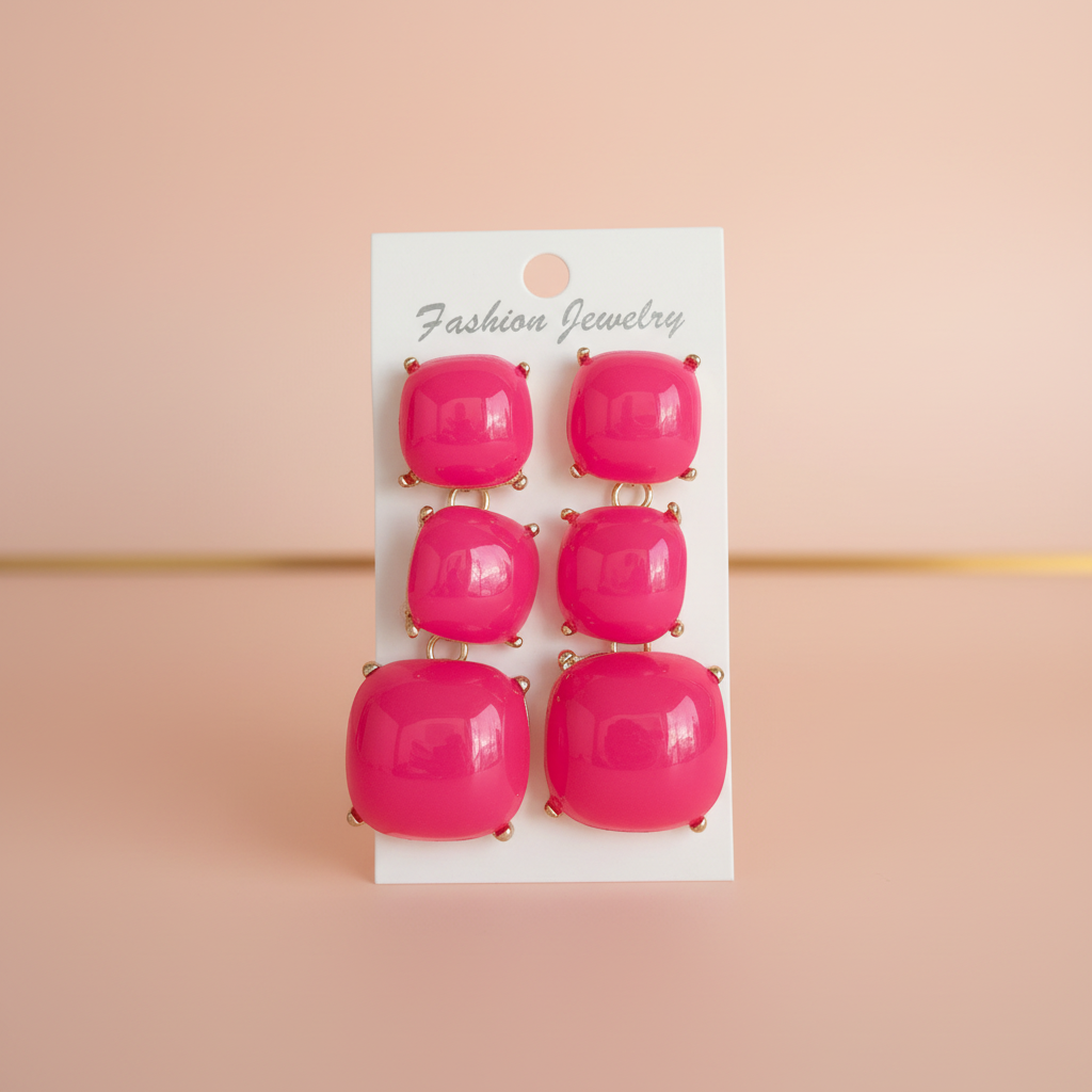 BUBBLE EARRINGS BRIGHT PINK Background