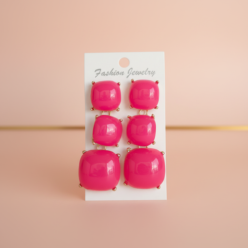 BUBBLE EARRINGS BRIGHT PINK Background