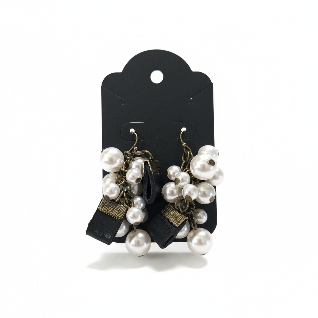 Leather and Pearl Earrings