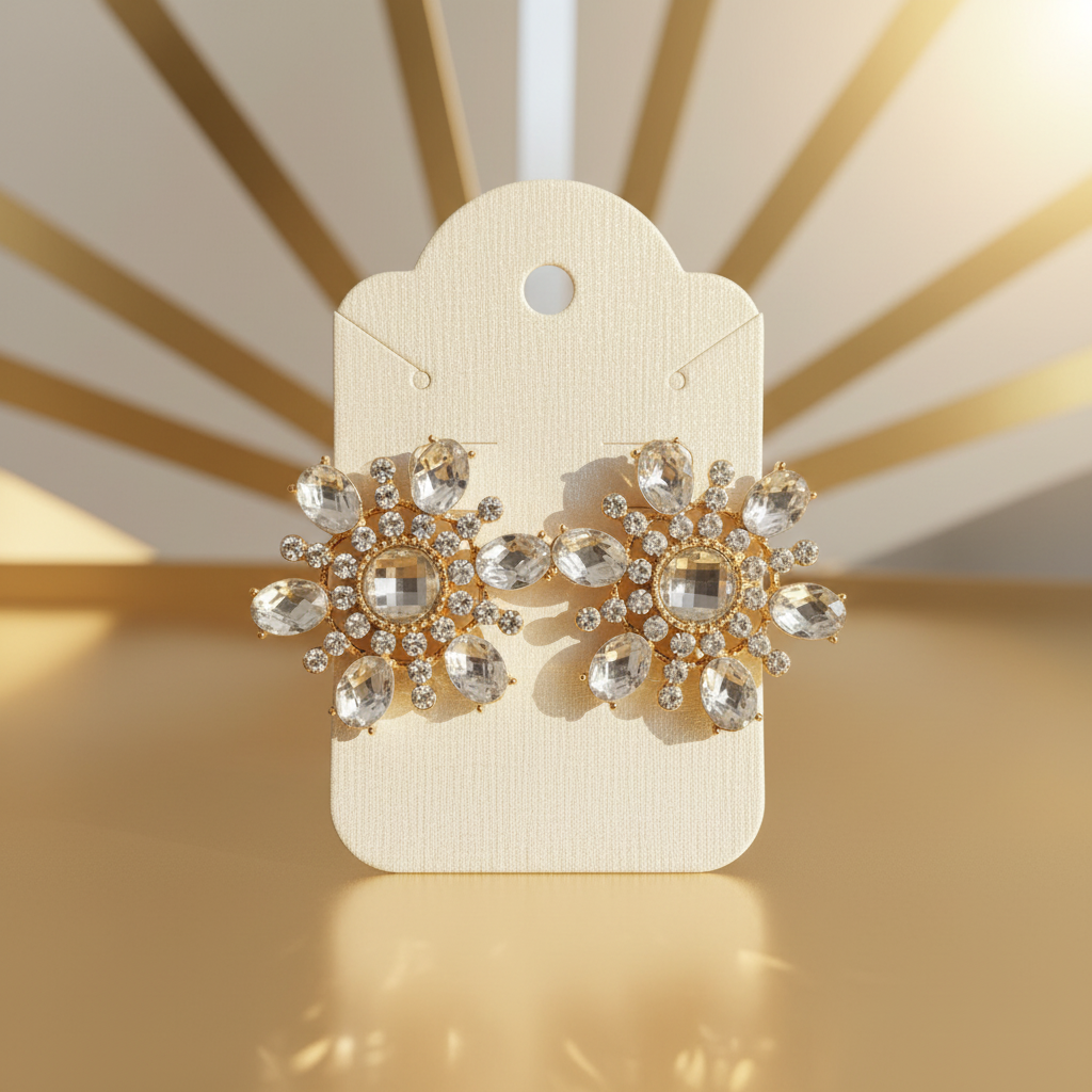 Sunshine Earrings Gold and Silver Background
